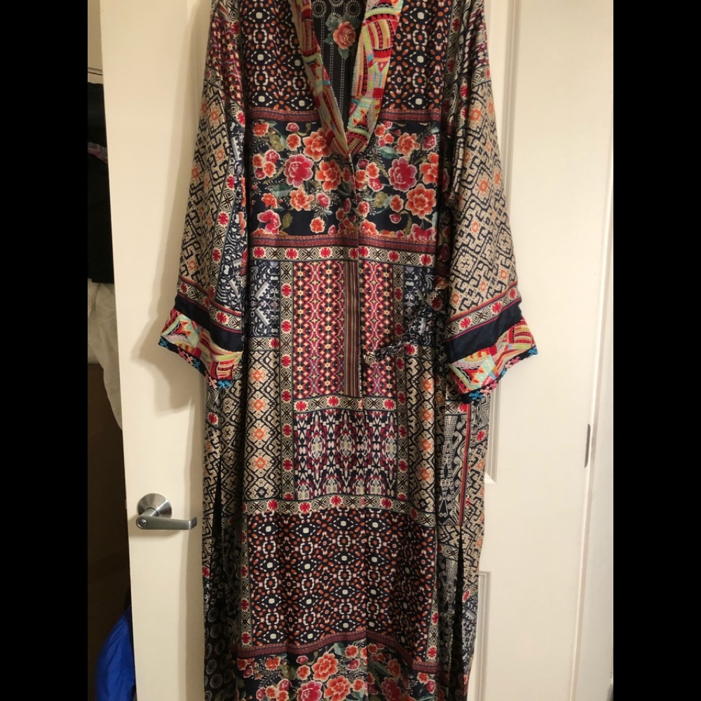 Johnny Was Multicolor Floral & Geometric Kimono Coat